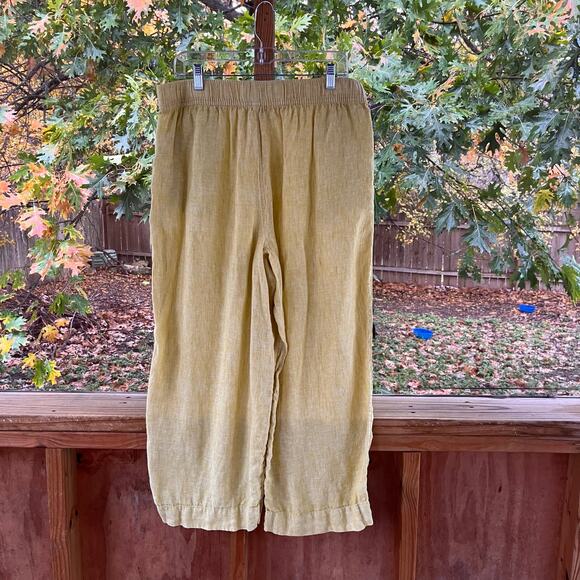Tahari Women's Yellow 100% Linen Pull On Pants Size XL - Picture 2 of 6